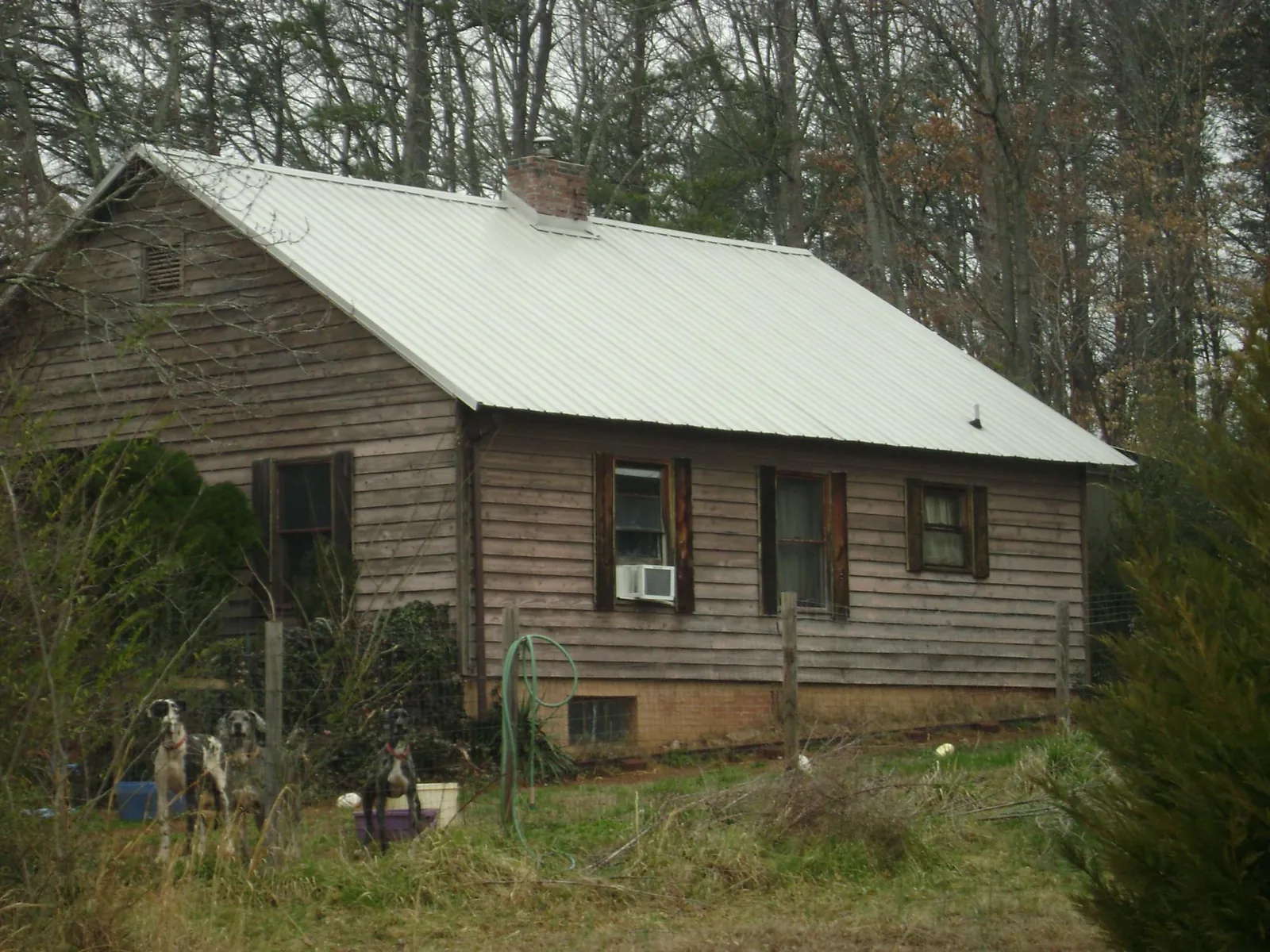 White metal roof on an old wood sided farmhouse, from a Asphalt Shingle Roof Repair job in New Franken